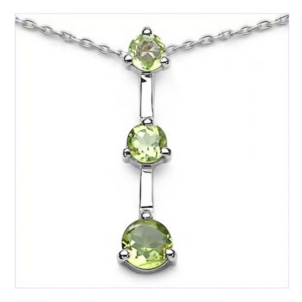 Sterling Silver 1 CTW Peridot 18 Inch Designer Necklace - Picture 1 of 1